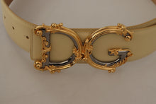 Load image into Gallery viewer, Dolce &amp; Gabbana Beige Leather Engraved Buckle Belt
