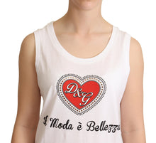 Load image into Gallery viewer, Dolce &amp; Gabbana White La Moda Crystal Tank Top T-shirt
