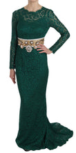 Load image into Gallery viewer, Dolce &amp; Gabbana Emerald Elegance Long Sleeve Floor-Length Dress
