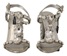 Load image into Gallery viewer, Dolce &amp; Gabbana Silver Crystals Strap Buckle High Heel Sandals
