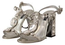 Load image into Gallery viewer, Dolce &amp; Gabbana Silver Crystals Strap Buckle High Heel Sandals
