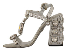 Load image into Gallery viewer, Dolce &amp; Gabbana Silver Crystals Strap Buckle High Heel Sandals
