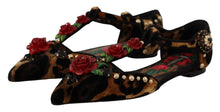 Load image into Gallery viewer, Dolce &amp; Gabbana Brown Ballerina Embellished Leopard Print Shoes
