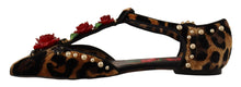 Load image into Gallery viewer, Dolce &amp; Gabbana Brown Ballerina Embellished Leopard Print Shoes
