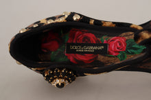 Load image into Gallery viewer, Dolce &amp; Gabbana Brown Ballerina Embellished Leopard Print Shoes
