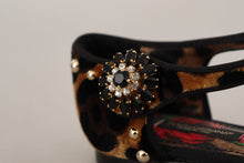 Load image into Gallery viewer, Dolce &amp; Gabbana Brown Ballerina Embellished Leopard Print Shoes
