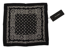 Load image into Gallery viewer, Dolce &amp; Gabbana Black Silk DG Logo Crown Square Handkerchief Scarf
