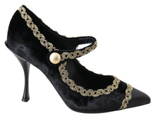 Load image into Gallery viewer, Dolce &amp; Gabbana Elegant Velvet Patent Embroidered Pumps
