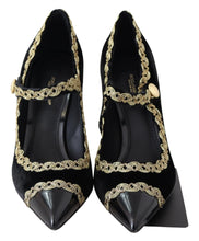 Load image into Gallery viewer, Dolce &amp; Gabbana Elegant Velvet Patent Embroidered Pumps
