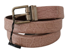 Load image into Gallery viewer, Dolce &amp; Gabbana Elegant Exotic Skin Brushed Gold Buckle Belt
