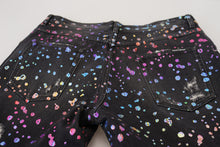 Load image into Gallery viewer, Dolce &amp; Gabbana Black Multicolor Print Tattered Denim Jeans
