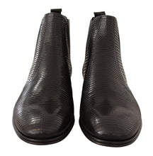 Load image into Gallery viewer, Dolce &amp; Gabbana Elegant Black Leather Lizard Skin Derby Boots
