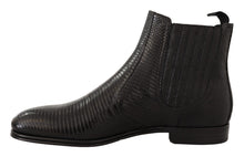 Load image into Gallery viewer, Dolce &amp; Gabbana Elegant Black Leather Lizard Skin Derby Boots
