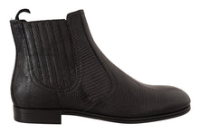 Load image into Gallery viewer, Dolce &amp; Gabbana Elegant Black Leather Lizard Skin Derby Boots
