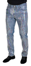 Load image into Gallery viewer, Dolce &amp; Gabbana Blue Cotton Color Splash Print Denim Jeans
