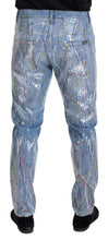 Load image into Gallery viewer, Dolce &amp; Gabbana Blue Cotton Color Splash Print Denim Jeans
