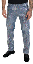 Load image into Gallery viewer, Dolce &amp; Gabbana Blue Cotton Color Splash Print Denim Jeans
