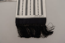 Load image into Gallery viewer, Dolce &amp; Gabbana Black White Silk Polka Dot Print Shawl Fringe Scarf
