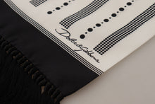 Load image into Gallery viewer, Dolce &amp; Gabbana Black White Silk Polka Dot Print Shawl Fringe Scarf
