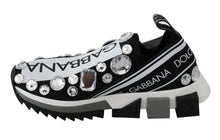 Load image into Gallery viewer, Dolce &amp; Gabbana Chic Monochrome Crystal Studded Sneakers
