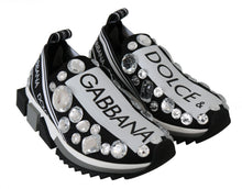 Load image into Gallery viewer, Dolce &amp; Gabbana Chic Monochrome Crystal Studded Sneakers
