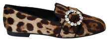 Load image into Gallery viewer, Dolce &amp; Gabbana Leopard Print Crystal Embellished Loafers
