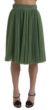 Load image into Gallery viewer, Dolce &amp; Gabbana Enchanting Metallic Green Pleated A-Line Skirt
