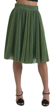 Load image into Gallery viewer, Dolce &amp; Gabbana Enchanting Metallic Green Pleated A-Line Skirt
