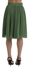 Load image into Gallery viewer, Dolce &amp; Gabbana Enchanting Metallic Green Pleated A-Line Skirt
