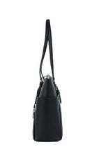 Load image into Gallery viewer, Michael Kors Charlotte Black PVC Leather Large Top Zip Tote Handbag Bag Purse
