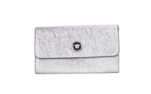 Load image into Gallery viewer, Versace Small Metallic Silver Lamb Leather Medusa Clutch Crossbody Wallet Bag
