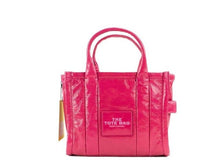 Load image into Gallery viewer, Marc Jacobs The Shiny Crinkle Mini Tote Magenta Leather Crossbody Handbag Purse
