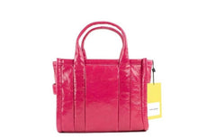 Load image into Gallery viewer, Marc Jacobs The Shiny Crinkle Mini Tote Magenta Leather Crossbody Handbag Purse
