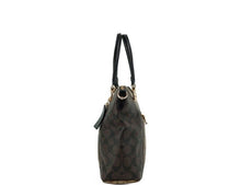 Load image into Gallery viewer, COACH Kacey Khaki Brown Blocked Signature Canvas Top Zip Satchel Handbag
