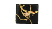 Load image into Gallery viewer, Versace Black Smooth Leather Gold Medusa Head Chain Logo Bifold Organizer Wallet
