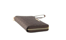 Load image into Gallery viewer, Michael Kors Jet Set Large Brown Signature PVC Flat Multifunction Wrist Wallet
