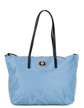 Load image into Gallery viewer, Versace Portuna Medusa Medium Cornflower Blue Nylon Leather Tote Bag Purse
