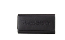 Load image into Gallery viewer, Burberry Porter Black Grained Leather Branded Logo Embossed Clutch Flap Wallet
