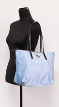 Load image into Gallery viewer, Versace Portuna Medusa Medium Cornflower Blue Nylon Leather Tote Bag Purse
