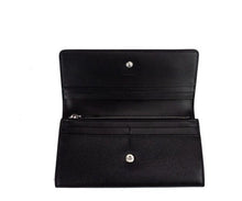 Load image into Gallery viewer, Burberry Porter Black Grained Leather Branded Logo Embossed Clutch Flap Wallet
