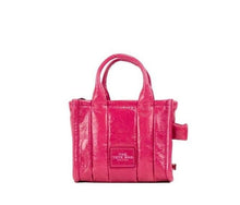 Load image into Gallery viewer, Marc Jacobs The Shiny Crinkle Micro Tote Magenta Leather Crossbody Bag Handbag
