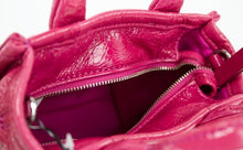 Load image into Gallery viewer, Marc Jacobs The Shiny Crinkle Micro Tote Magenta Leather Crossbody Bag Handbag
