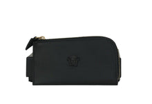 Load image into Gallery viewer, Versace Smooth Leather Matte Medusa Head Organizer Zip Card Case Wallet Black
