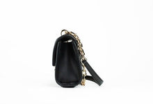 Load image into Gallery viewer, Michael Kors Serena Small Smooth Black Vegan Leather Studded Flap Crossbody Bag

