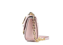 Load image into Gallery viewer, Michael Kors Serena Small Smooth Pink Vegan Leather Studded Flap Crossbody Bag
