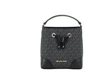 Load image into Gallery viewer, Michael Kors Mercer Small Black Signature Leather Bucket Crossbody Handbag Purse

