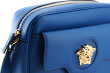 Load image into Gallery viewer, Versace Elegant Blue Calf Leather Camera Case Bag
