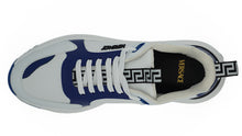 Load image into Gallery viewer, Versace Elegant Blue and White Leather Sneakers
