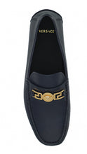 Load image into Gallery viewer, Versace Elegant Navy Blue Calf Leather Loafers
