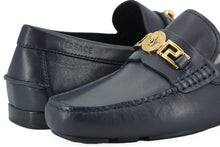 Load image into Gallery viewer, Versace Elegant Navy Blue Calf Leather Loafers
